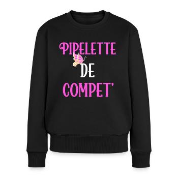 Cadeau humour femme, copine, pipelette, provoque. - Pull Premium bio Femme - noir - Devant - Julia (174cm)