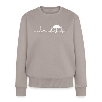 Parapluie - battement de cœur, pouls, ligne cardiaque, ECG - Pull Premium bio Femme - taupe - Devant - Julia (174cm)