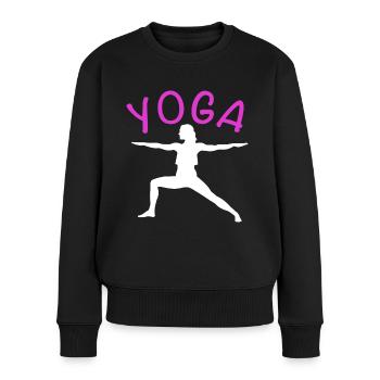 Exercice de yoga pour une séance d’entraînement - Pull Premium bio Femme - noir - Devant - Julia (174cm)