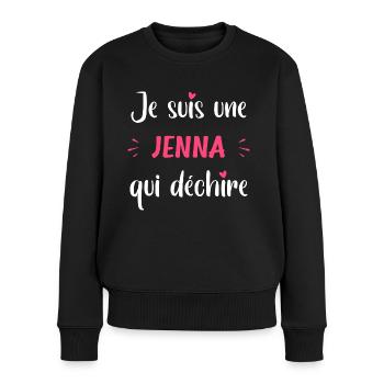 Je suis une JENNA qui déchire - Pull Premium bio Femme - noir - Devant - Julia (174cm)