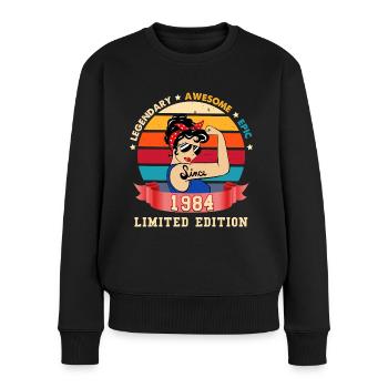 Femme Rétro Anniversaire Vintage 1984 Edition - Pull Premium bio Femme - noir - Devant - Julia (174cm)