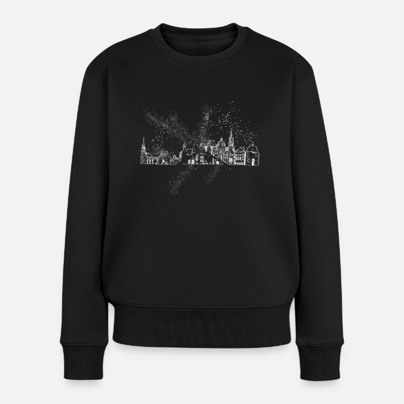 Aachen Deutschland Stadt Skyline Grunge Splash - Frauen Premium Bio Pullover - Schwarz