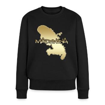 Madinina Effet Or Carte Martinique Antilles 972 - Pull Premium bio Femme - noir - Devant - Julia (174cm)