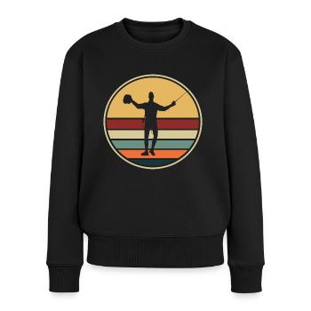 Fechten Retro Vintage Sport Fechter - Frauen Premium Bio Pullover - Schwarz - Vorne - Julia (174cm)
