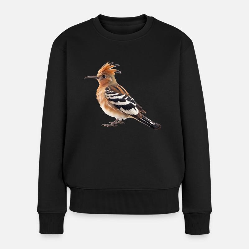Der Wiedehopf hat einen markanten Kamm - Frauen Premium Bio Pullover - Schwarz