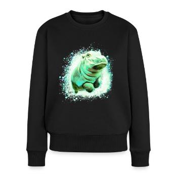 Nilpferd, Graffiti, Malerei, Baby - Frauen Premium Bio Pullover - Schwarz - Vorne - Julia (174cm)
