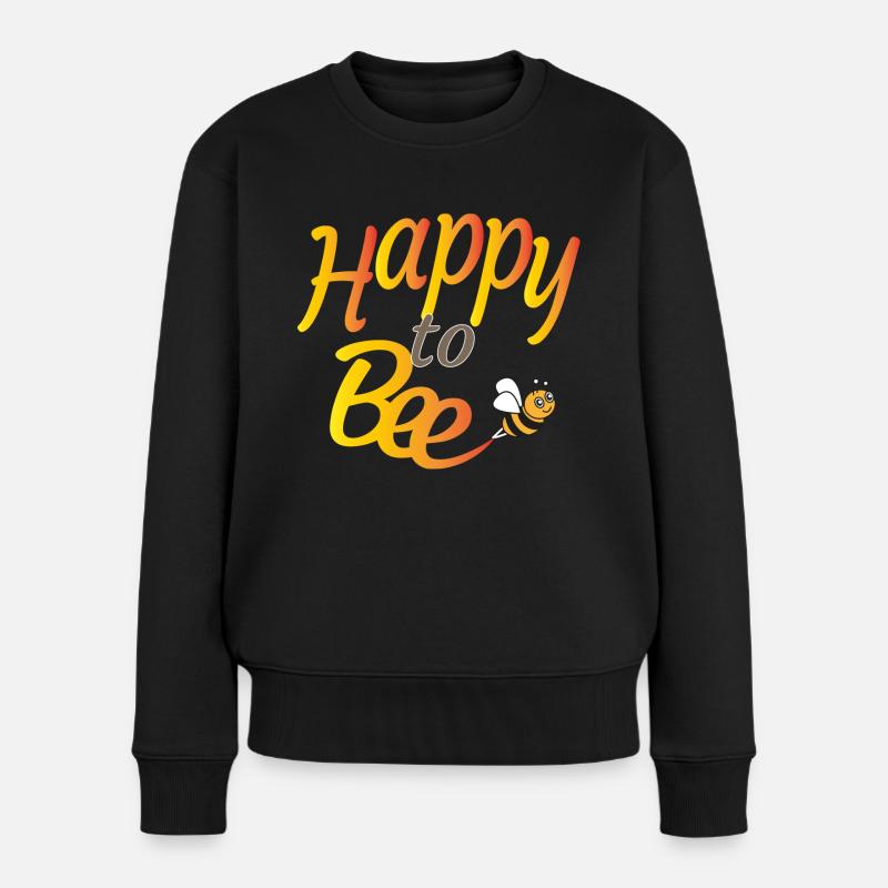 Glücklich zu sein - Frauen Premium Bio Pullover - Schwarz