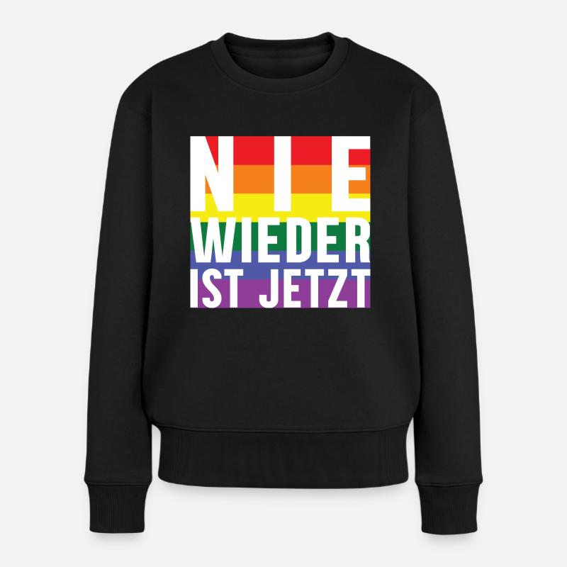 Nie wieder Schriftzug Pride - Frauen Premium Bio Pullover - Schwarz