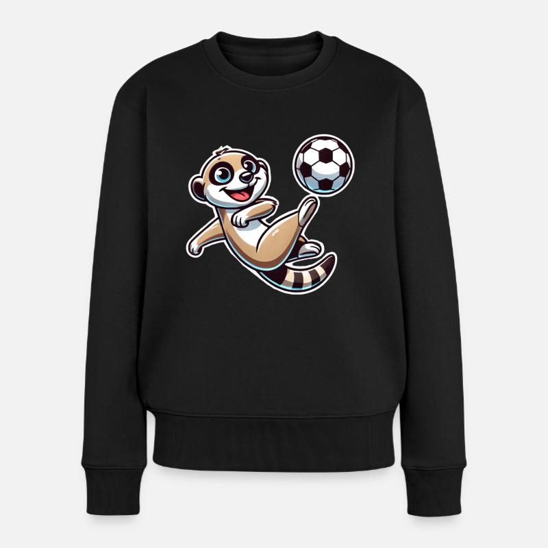 Fussball Erdmännchen - Frauen Premium Bio Pullover - Schwarz