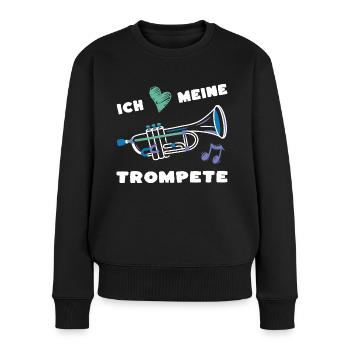 Ich liebe meine Trompete - Musik Musiker Musikerin - Frauen Premium Bio Pullover - Schwarz - Vorne - Julia (174cm)