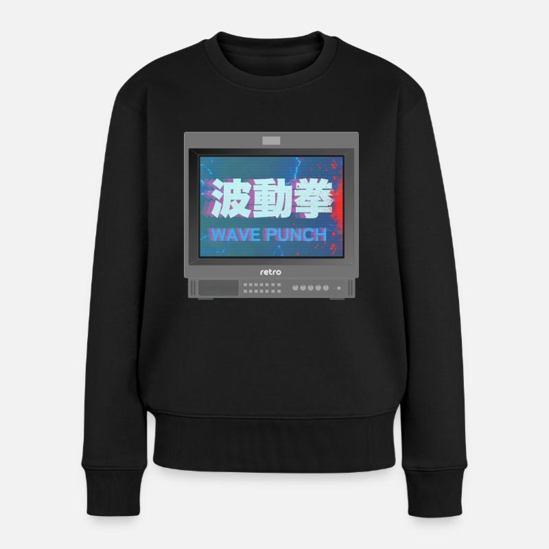 Retrogaming - Wave Punch - Frauen Premium Bio Pullover - Schwarz