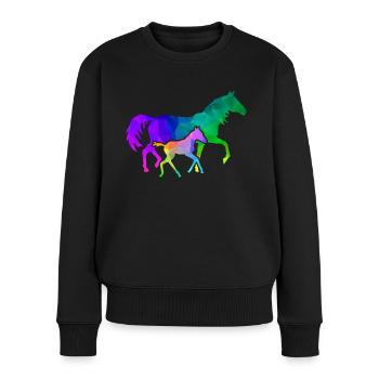 Mare with foal - Women's Premium Organic Jumper - black - Front - Julia (174cm)