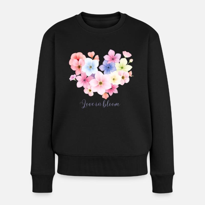 L’amour en fleur design de fleur - Pull Premium bio Femme - noir