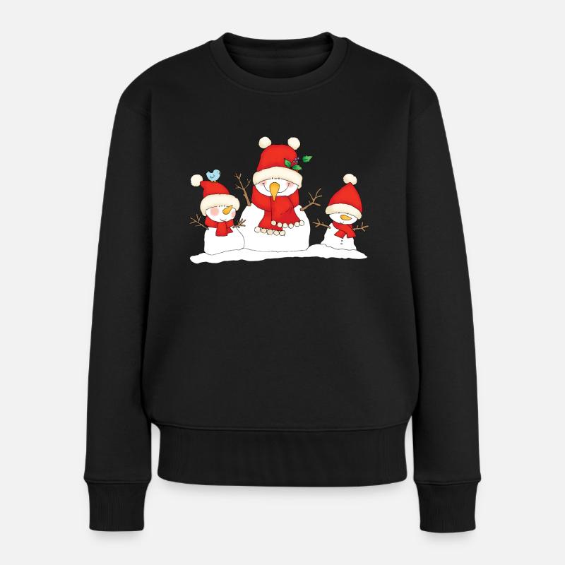 Christmas snowmen. - Frauen Premium Bio Pullover - Schwarz