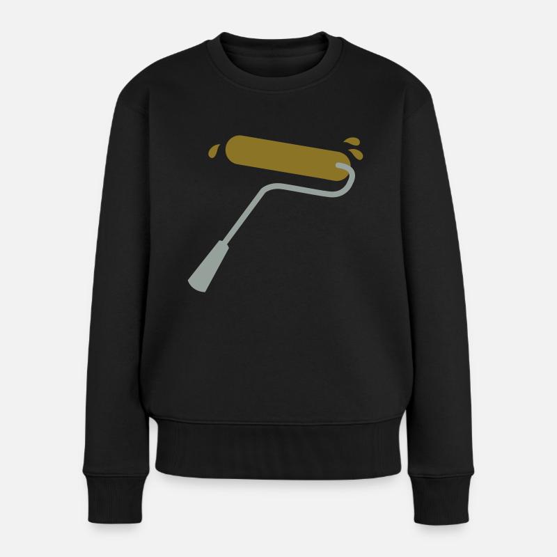 Farbrolle in Gold und Silber mit Spritzern - Frauen Premium Bio Pullover - Schwarz