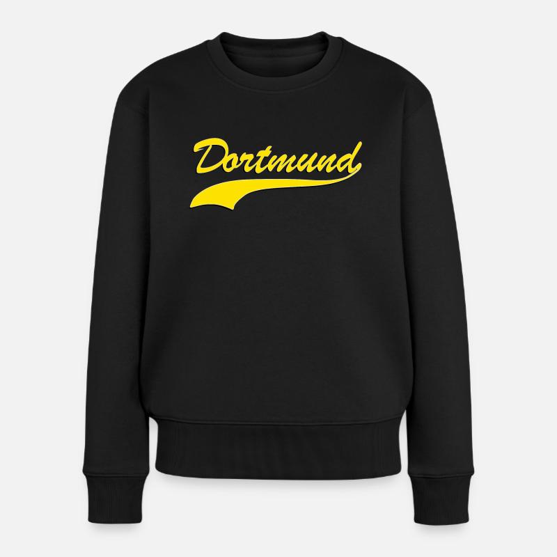 Dortmund retro Schriftzug gelb - Frauen Premium Bio Pullover - Schwarz
