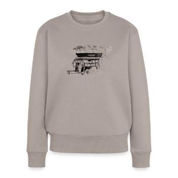 Shop-Kopie - Frauen Premium Bio Pullover - Taupe - Vorne - Julia (174cm)
