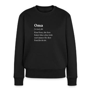 Oma - Frauen Premium Bio Pullover - Schwarz - Vorne - Julia (174cm)