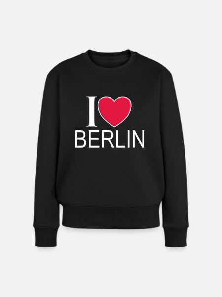 I love Berlin - Frauen Premium Bio Pullover - Schwarz