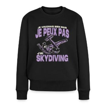 Je peux pas j'ai skydiving. - Pull Premium bio Femme - noir - Devant - Julia (174cm)