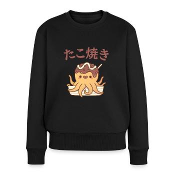 Mignon poulpe japonais takoyaki snack - Pull Premium bio Femme - noir - Devant - Julia (174cm)