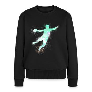 Handball, handballer, Beachhandball,Graffiti - Frauen Premium Bio Pullover - Schwarz - Vorne - Julia (174cm)