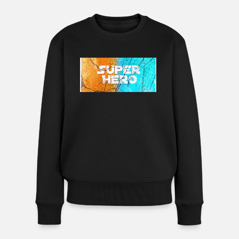 Super Hero - Frauen Premium Bio Pullover - Schwarz