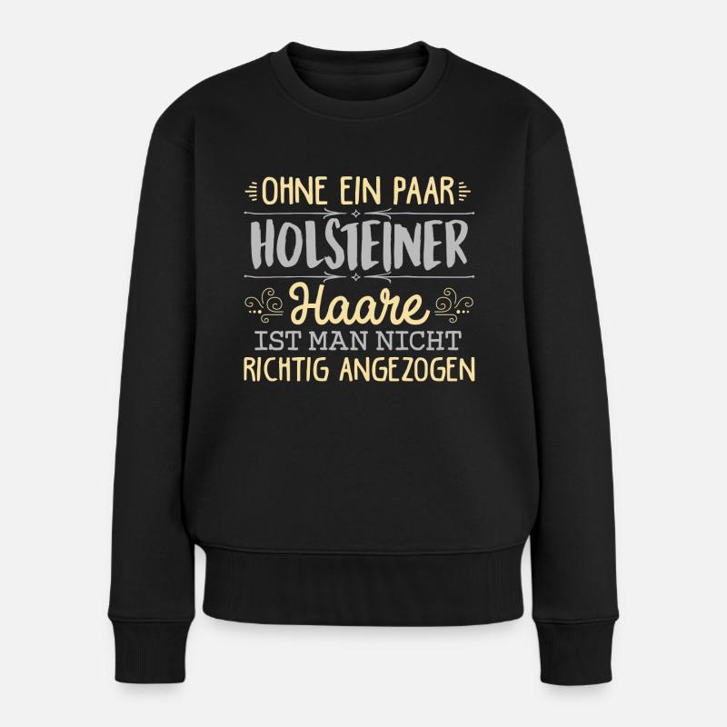 HOLSTEINER Haare gehören dazu - Frauen Premium Bio Pullover - Schwarz