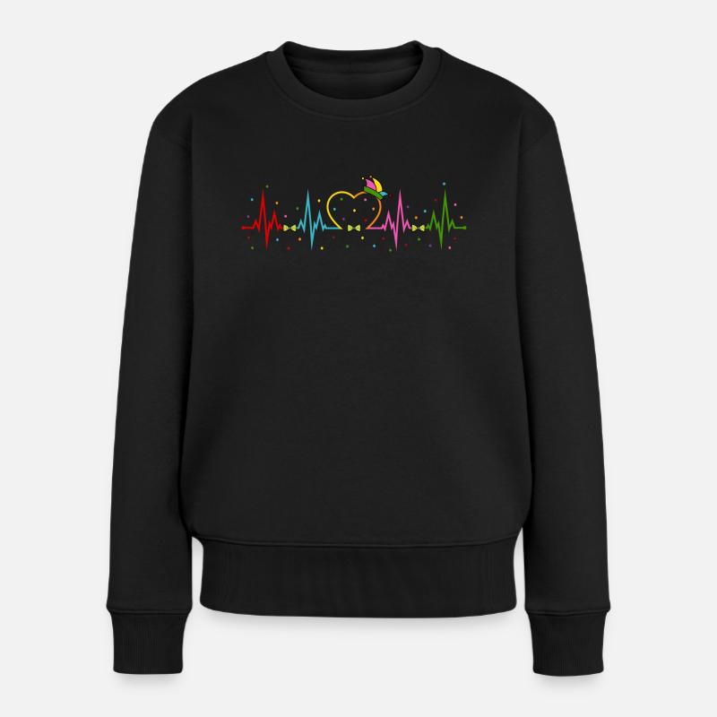 Fasching Karneval Fastnacht Konfetti Herzschlag - Frauen Premium Bio Pullover - Schwarz