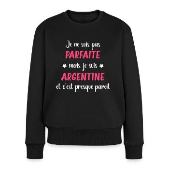 Je ne suis pas parfaite mais Argentine - Pull Premium bio Femme - noir - Devant - Julia (174cm)