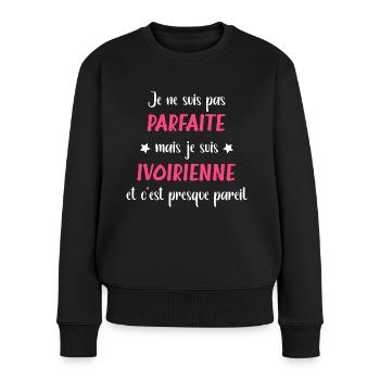 Je ne suis pas parfaite mais Ivoirienne - Pull Premium bio Femme - noir - Devant - Julia (174cm)