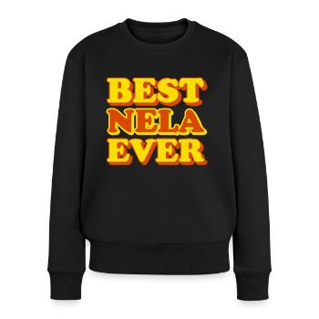 Nela Prénom Drôle Cadeau - Pull Premium bio Femme - noir - Devant - Julia (174cm)