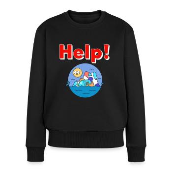 Plastik Umweltschutz - Frauen Premium Bio Pullover - Schwarz - Vorne - Julia (174cm)