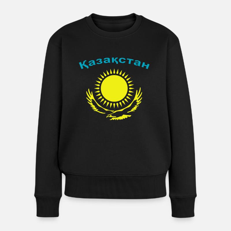 Kasachstan 2-farbig - Frauen Premium Bio Pullover - Schwarz