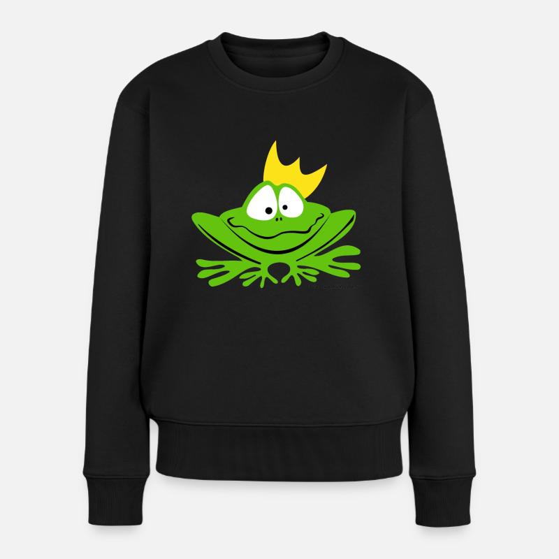 FroschKoenig - Frauen Premium Bio Pullover - Schwarz
