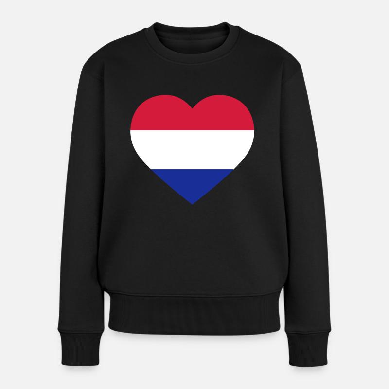 Netherlands Heart - Frauen Premium Bio Pullover - Schwarz