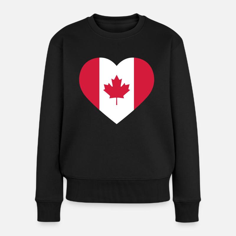 Canada Heart - Frauen Premium Bio Pullover - Schwarz