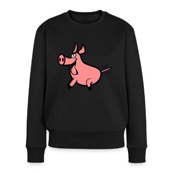 Plaisir de porc - Pull Premium bio Femme - noir - Devant - Julia (174cm)