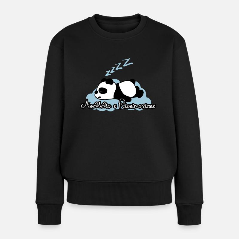 Panda-Anästhesie und Wiederbelebung - Frauen Premium Bio Pullover - Schwarz