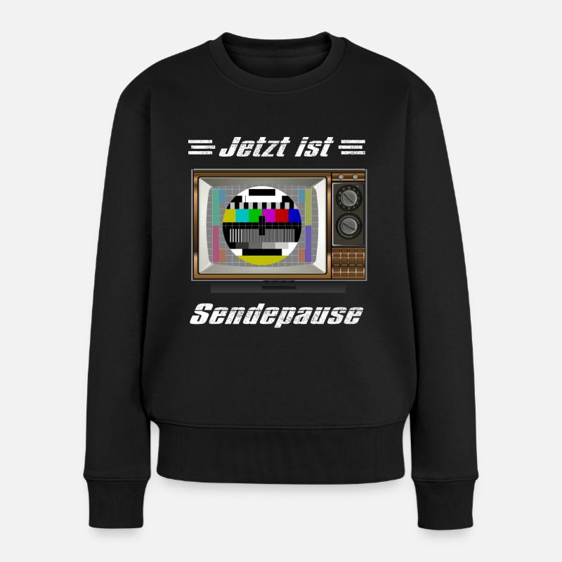 Jetzt ist Sendepause Testbild Tv - Frauen Premium Bio Pullover - Schwarz