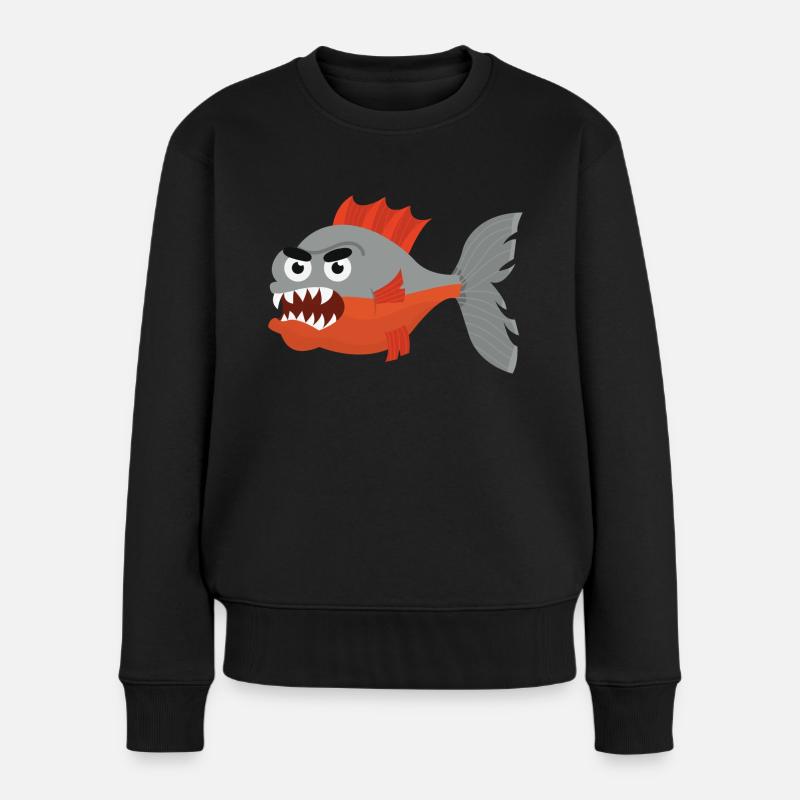 Piranha - Frauen Premium Bio Pullover - Schwarz