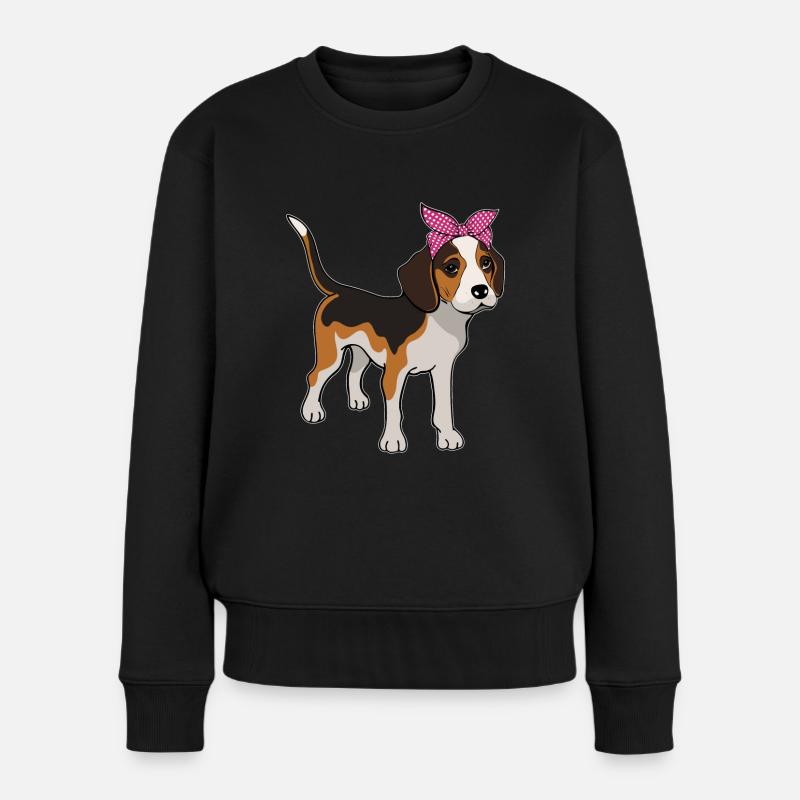 Beagle mit Schleife Beaglebesitzer Geschenk - Frauen Premium Bio Pullover - Schwarz