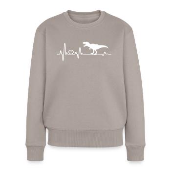 Herzschlag Dinosaurier T-Rex Tyrannosaurus Dino - Frauen Premium Bio Pullover - Taupe - Vorne - Julia (174cm)