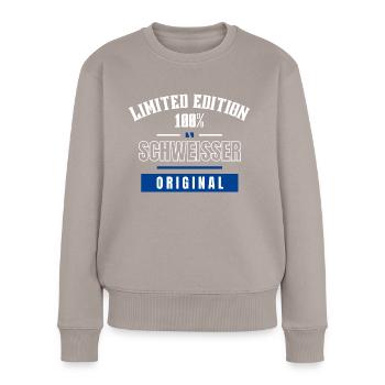 Limited Edition 100% - Schweißer - Original - Frauen Premium Bio Pullover - Taupe - Vorne - Julia (174cm)