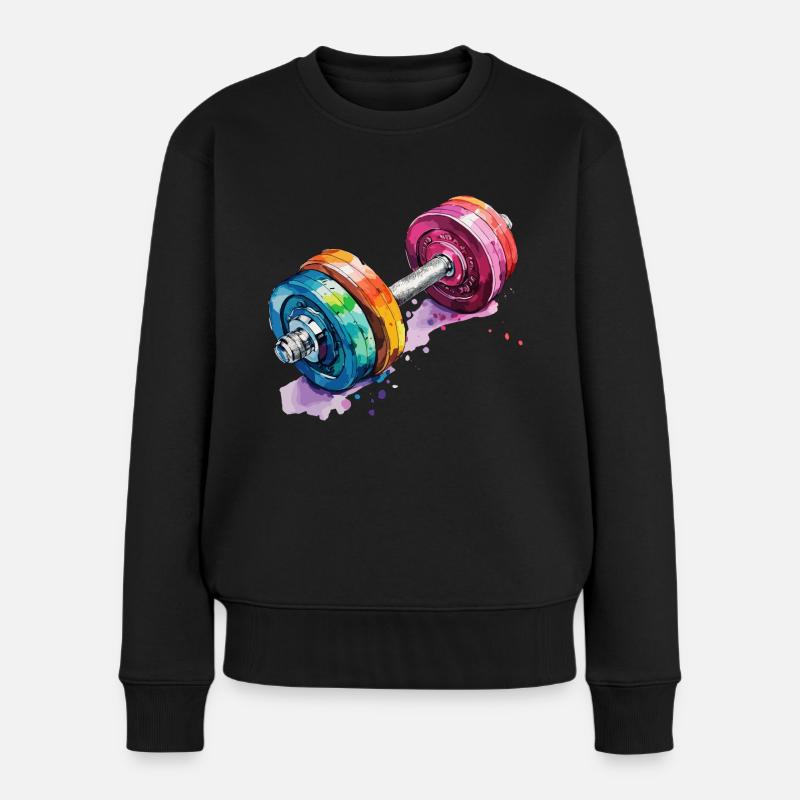 Haltères aux couleurs de l’arc-en-ciel - Pull Premium bio Femme - noir