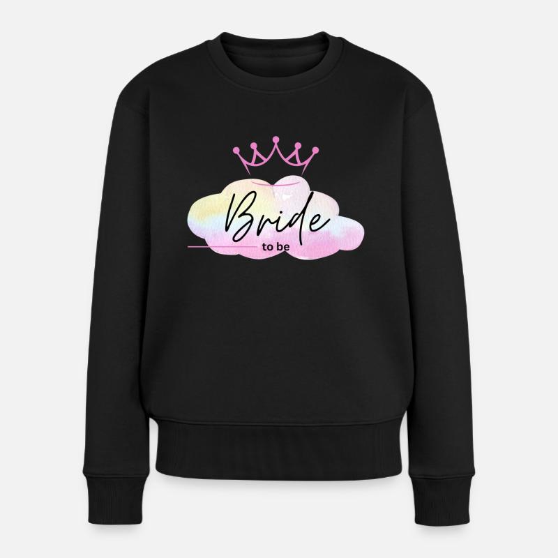 Bride to be - Rainbow Cloud with Crown - Women's Premium Organic Jumper - black