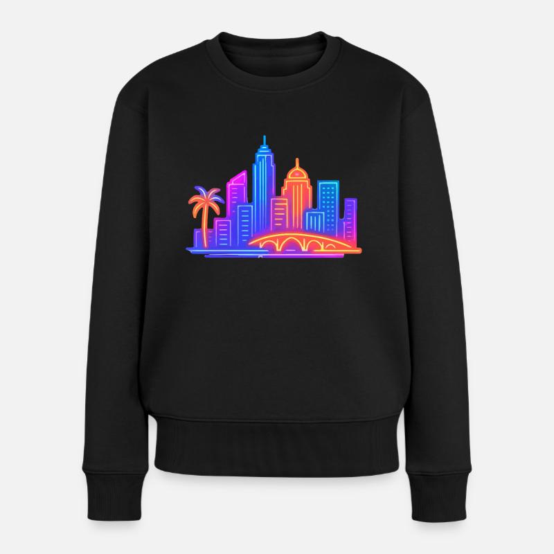 skyline city stadt - Frauen Premium Bio Pullover - Schwarz