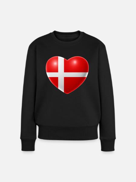 Herz (Dänemark / Danmark) - Frauen Premium Bio Pullover - Schwarz