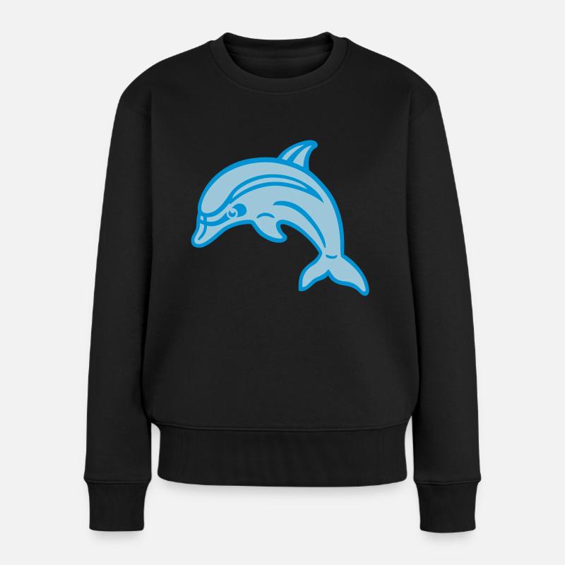 Delfin (dolphin) 01.1 - Frauen Premium Bio Pullover - Schwarz