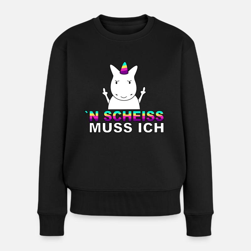 Einhorn N Scheiss muss ich. - Frauen Premium Bio Pullover - Schwarz